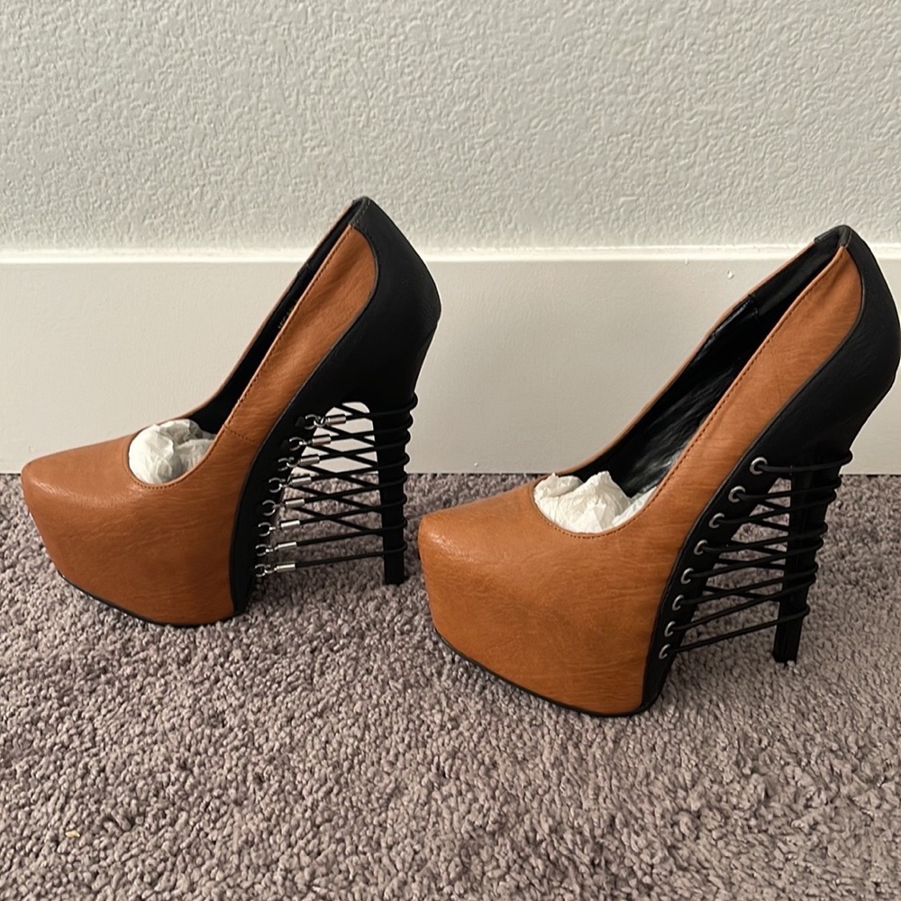 Stiletto Tan Heels w/ Straps